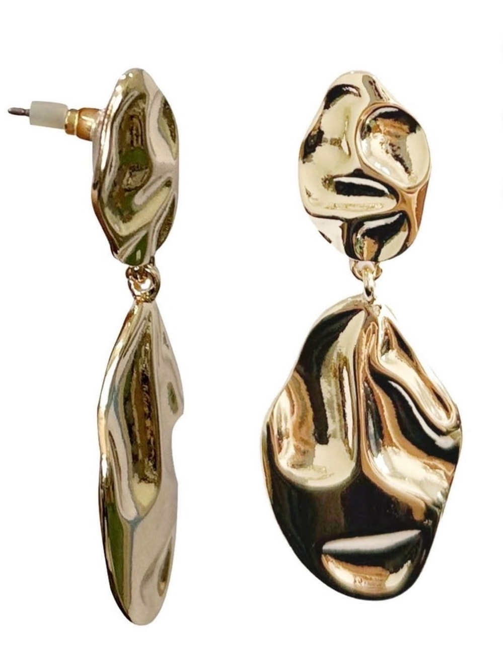 NWT Time and Tru Gold Organic Drop Earrings hypoallergenic